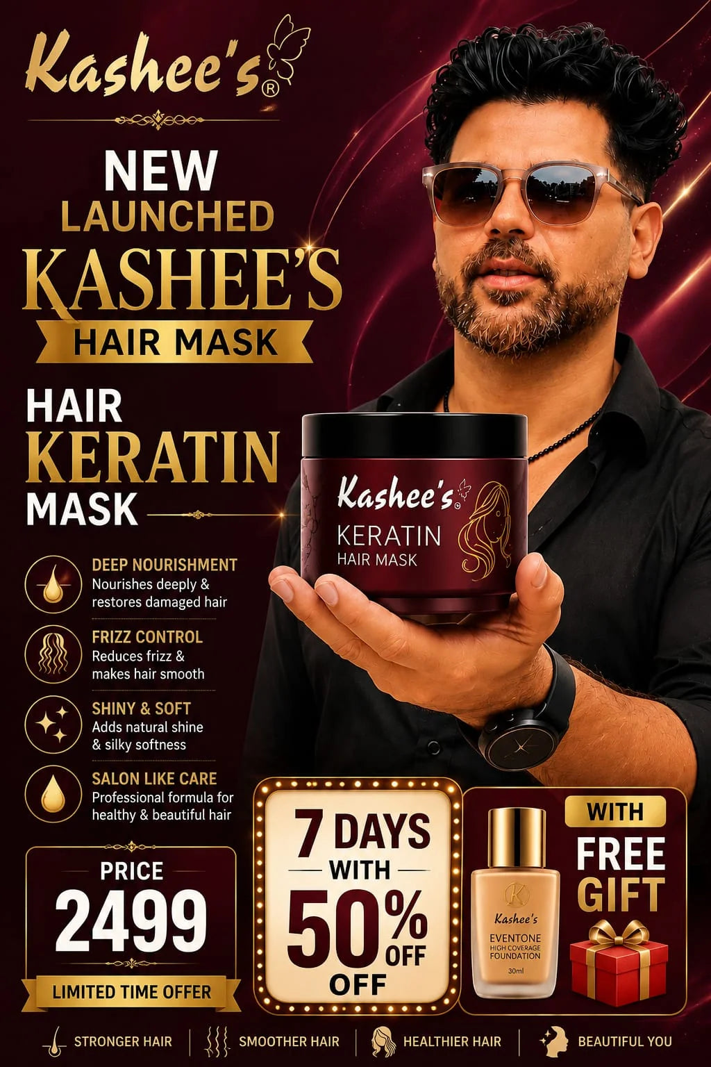 New Launched Keratin Hair Mask By kashees With Free Foundation Gift