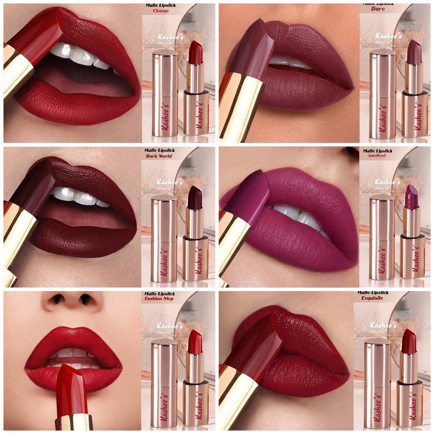 Kashee,s Exclusive Line Top  Lipsticks Pack of 6 ( Limited Time Offer)